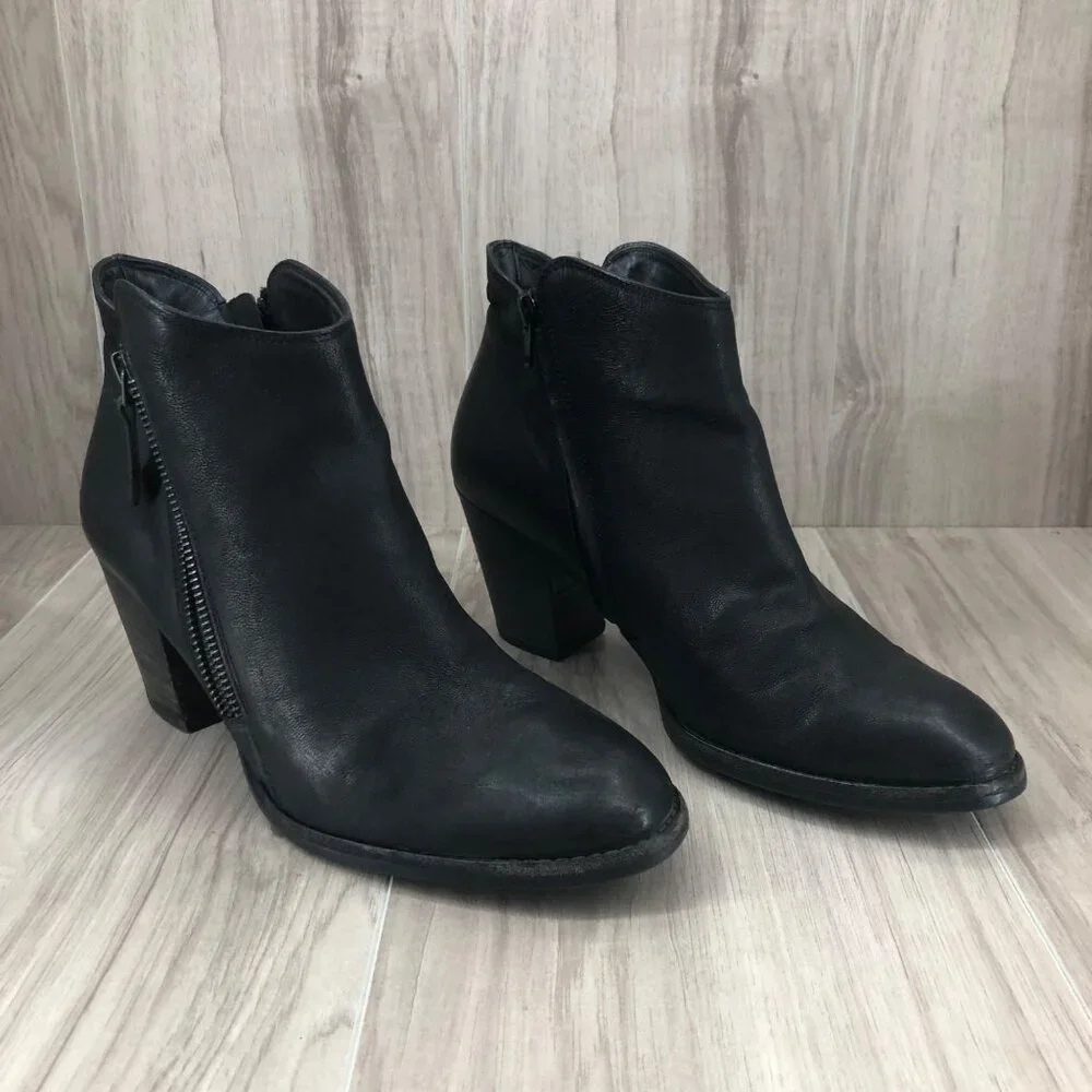 Paul Green Ankle Boots Womens UK 6.5 Aubrey Black Leather Zip Heeled Booties